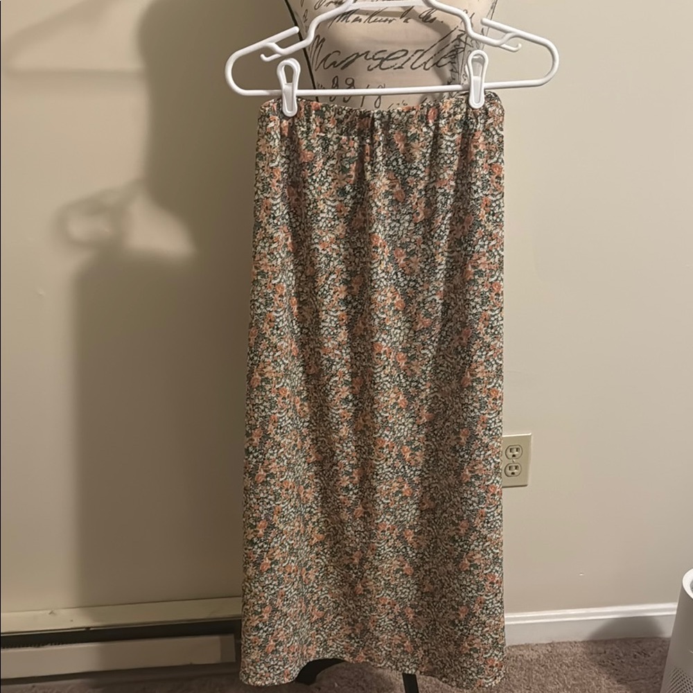 SHEIN Cream Tan Smocked Maxi Skirt Casual